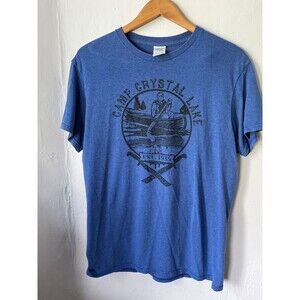 Vintage 1980's Camp Crystal Lake Jason Friday the 13th Blue Tshirt  - Medium